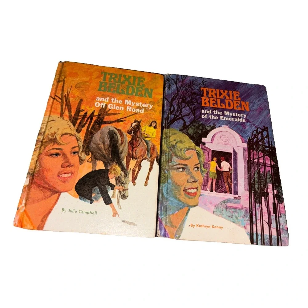 Vtg Trixie Belden Lot Of‎ 2 Books - Mystery Of The Emeralds, Off Glen Road 1970s